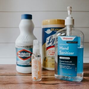 a bottle of hand sanitizer next to a bottle of hand sanitizer